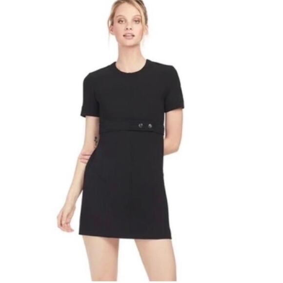 A.L.C. Women’s Elaine Black Empire Waist Cap Sleeve Black Mini Shift Dress Sz 2 - Picture 12 of 12